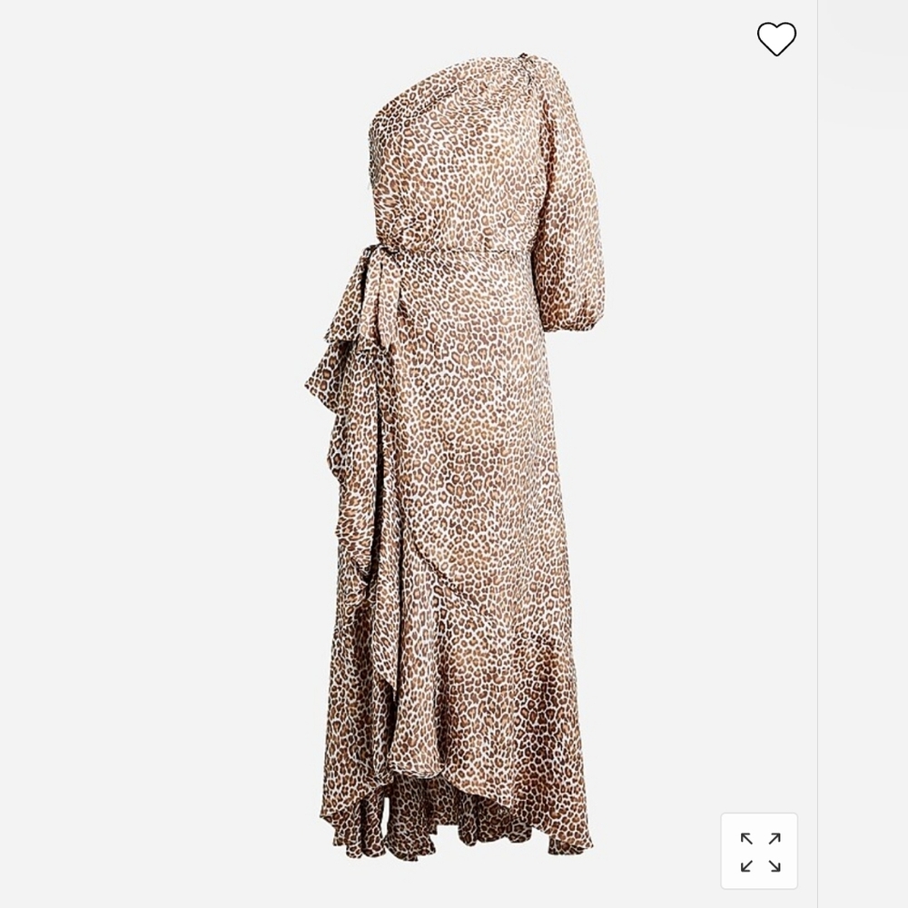 NWT J. Crew One-shoulder ruffle-hem dress in leopard, size 2 - Picture 5 of 9